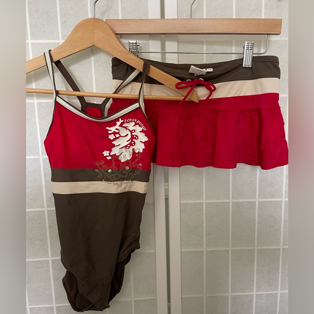 ZeroXposur Girls Swimsuit 2pc Set Skirt M-10/12